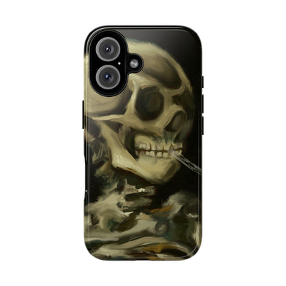 Skull Phone Case - Tough Cases, Macabre Style, Unique Accessories, Perfect for Halloween, Gothic Decor, Edgy Gift Idea | Van Gogh Reimagined, Abstract Twist on  Van Gogh's Skeleton with Burning Cigarette