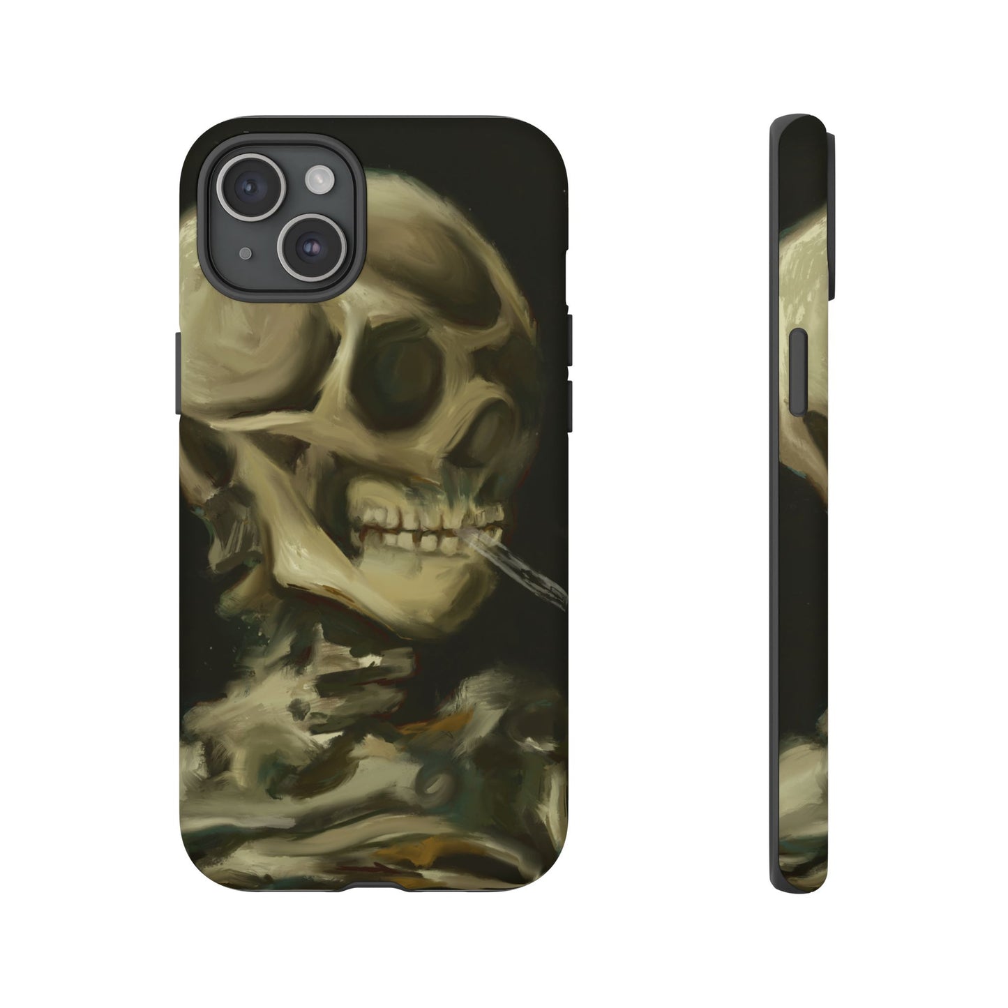 Skull Phone Case - Tough Cases, Macabre Style, Unique Accessories, Perfect for Halloween, Gothic Decor, Edgy Gift Idea | Van Gogh Reimagined, Abstract Twist on  Van Gogh's Skeleton with Burning Cigarette