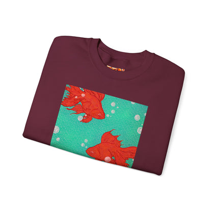 Colorful Fish Graphic Crewneck Sweatshirt, Cozy Unisex Sweater, Fun Graphic Top, Ideal Gift for Fish Lovers, Casual Everyday Wear, Comfy Goldfish Crewneck