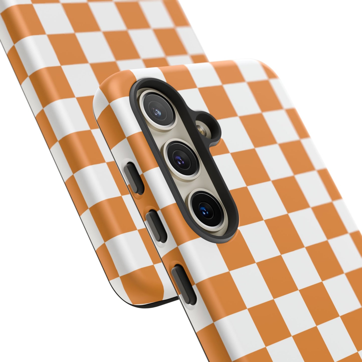 Orange Checkerboard Phone Case, Stylish Tough Cases for Protection, Gift for Friends, Trendy Cell Phone Accessories, Statement Tech Gear