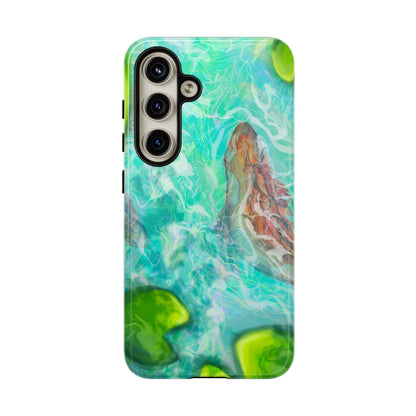 Watercolor Phone Case, Nature Lover Gift, Tough Phone Cover, Phone Accessory, Unique Design for Spring/Summer, Lily Pad, Fish Pond