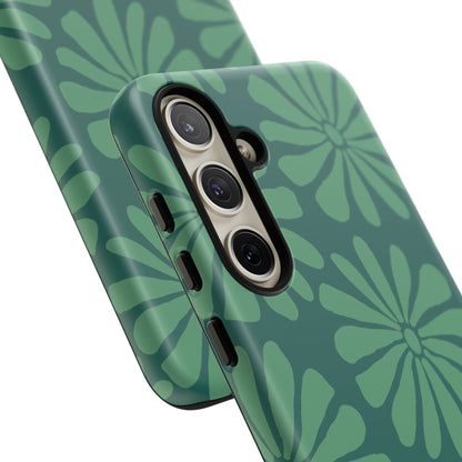 Stylish iPhone Case, Floral Phone Cover, Tough Phone Cases, Green Daisy Design, Unique Gift for Her, Spring Accessories