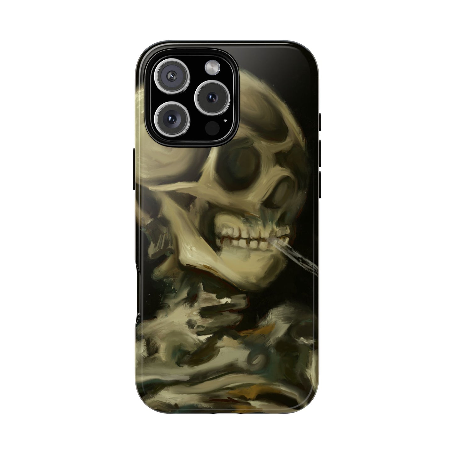 Skull Phone Case - Tough Cases, Macabre Style, Unique Accessories, Perfect for Halloween, Gothic Decor, Edgy Gift Idea | Van Gogh Reimagined, Abstract Twist on  Van Gogh's Skeleton with Burning Cigarette