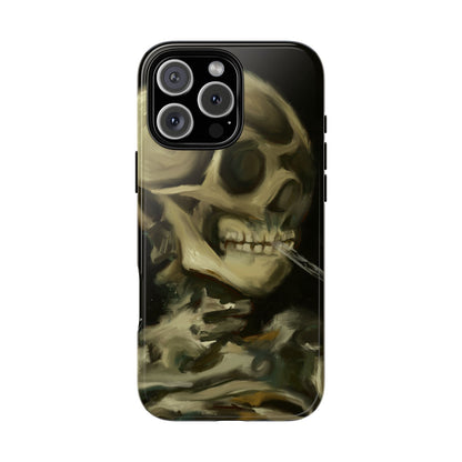 Skull Phone Case - Tough Cases, Macabre Style, Unique Accessories, Perfect for Halloween, Gothic Decor, Edgy Gift Idea | Van Gogh Reimagined, Abstract Twist on  Van Gogh's Skeleton with Burning Cigarette
