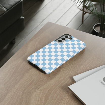 Blue Checkered Phone Case, Tough Phone Cover, Stylish Mobile Protector, Unique Gift for Him/Her, Trendy Accessories for Holidays