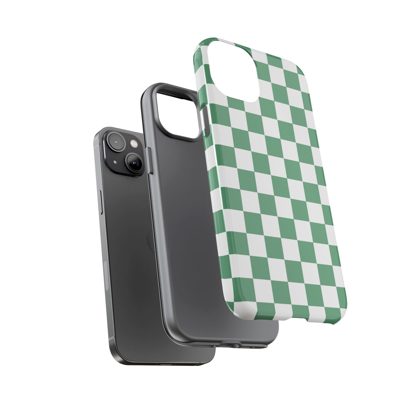 Stylish Phone Case - Green Checker Print, Trendy Phone Cover, Unique Gift, Modern Accessories, Eco-Friendly Case