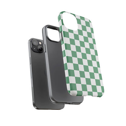 Stylish Phone Case - Green Checker Print, Trendy Phone Cover, Unique Gift, Modern Accessories, Eco-Friendly Case