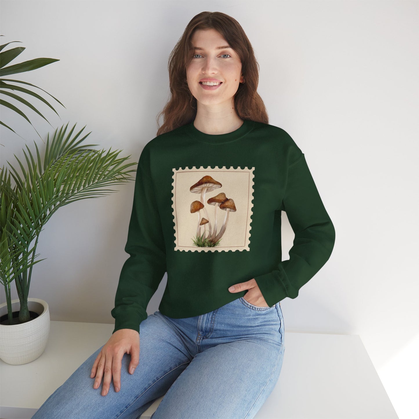 Mushroom Vibes Unisex Crewneck Sweatshirt - Cozy Fashion, Nature Lover Gift, Fall Outfit, Eco-Friendly Style, Perfect for Autumn, Artsy Sweatshirts, Premium, Nature-inspired Crewnecks