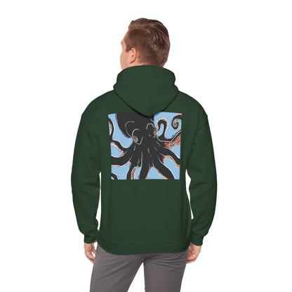 Zen Frog Octopus Unisex Heavy Blend Hooded Sweatshirt, Cozy Graphic Hoodie, Gift for Ocean Lovers, Unique Casual Wear, Relaxed Style