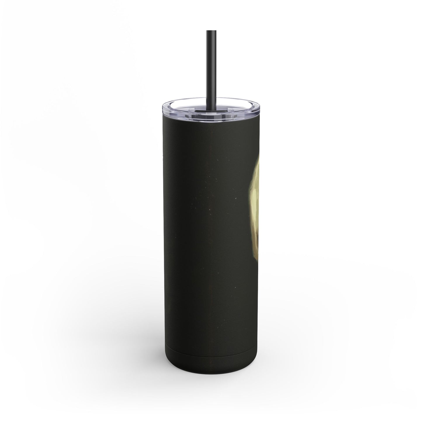 Gothic Skull Tumbler, 20oz | Unique Matte Travel Cup | Halloween Decor | Day of the Dead | Edgy Gifts for Skull Lovers, Reusable Drinkware | Van Gogh's Skeleton with Burning Cigarette Reimagined, Abstract Modern Twist Art