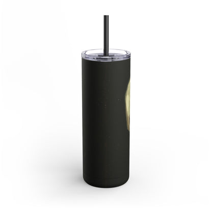 Gothic Skull Tumbler, 20oz | Unique Matte Travel Cup | Halloween Decor | Day of the Dead | Edgy Gifts for Skull Lovers, Reusable Drinkware | Van Gogh's Skeleton with Burning Cigarette Reimagined, Abstract Modern Twist Art