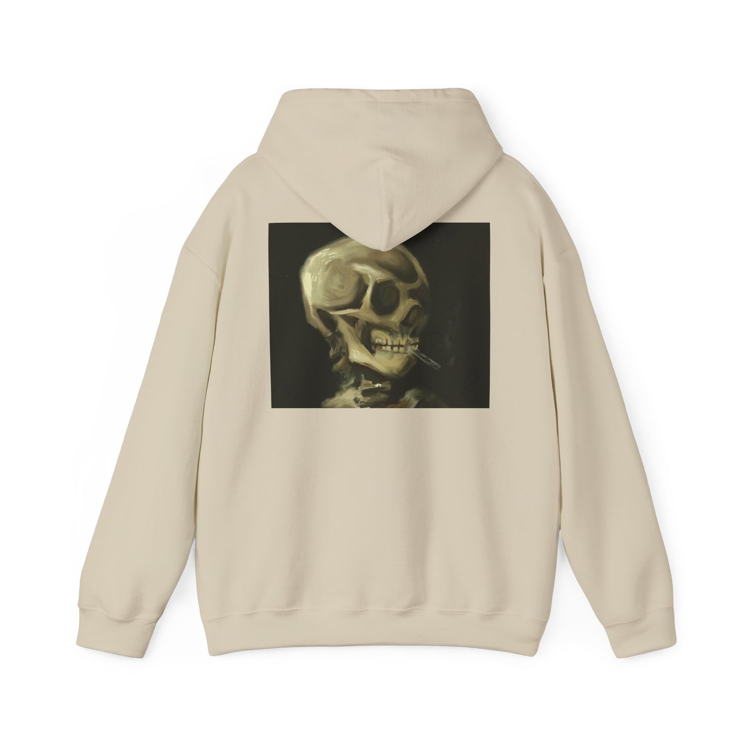 Unisex Heavy Blend™ Hooded Sweatshirt | Modern Twist on Van Gogh's classic Skeleton with Burning Cigarette, Reimagined in a bold, abstract style | Van Gogh Meets Modern Mood