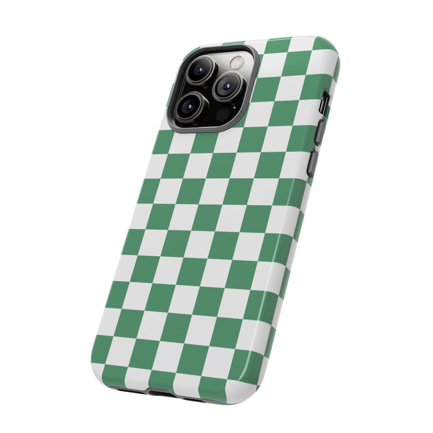 Stylish Phone Case - Green Checker Print, Trendy Phone Cover, Unique Gift, Modern Accessories, Eco-Friendly Case