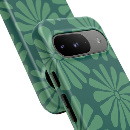 Stylish iPhone Case, Floral Phone Cover, Tough Phone Cases, Green Daisy Design, Unique Gift for Her, Spring Accessories