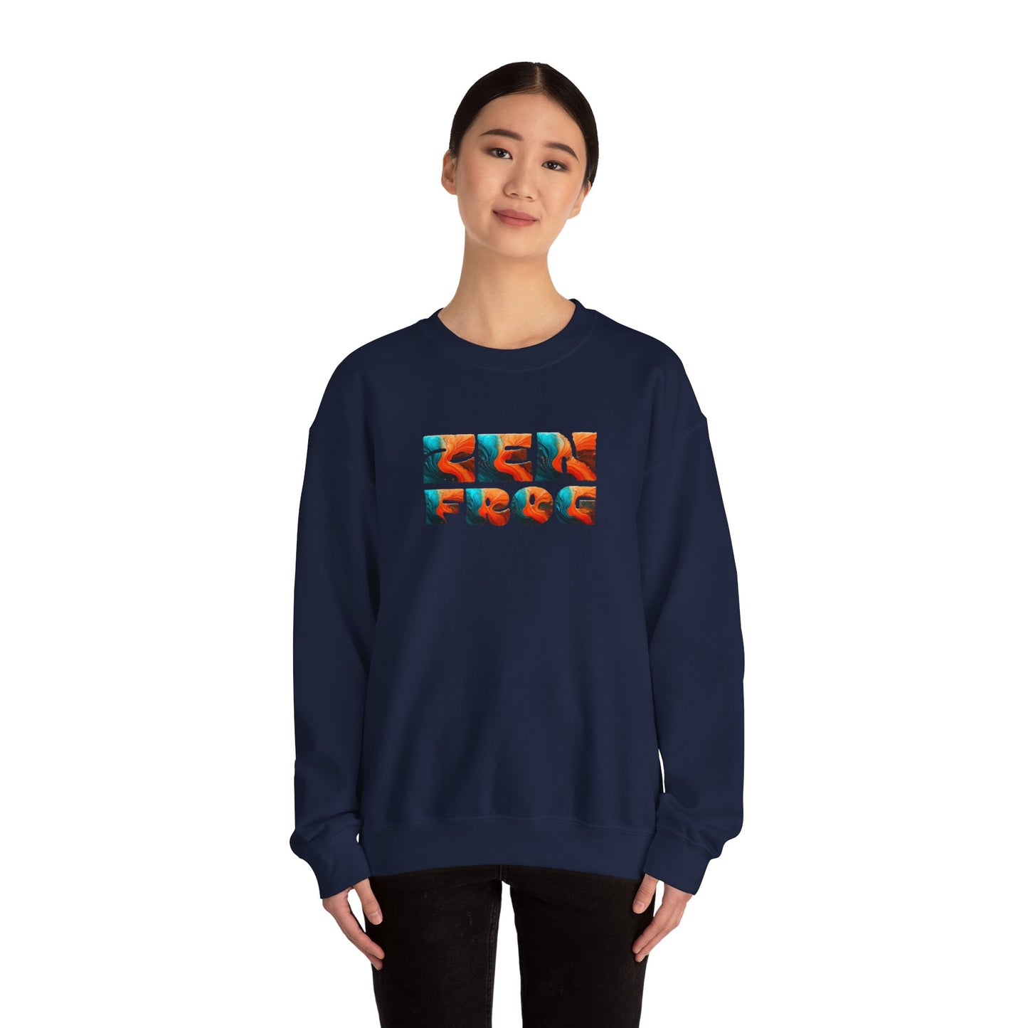 Zen Frog Crewneck Sweatshirt, Cozy Unisex Sweatshirt, Relaxed Fit Fashion, Perfect Gift for Friends, Everyday Style, Casual Wear, Simple Moon Design, Gift for Him, Gift for Her