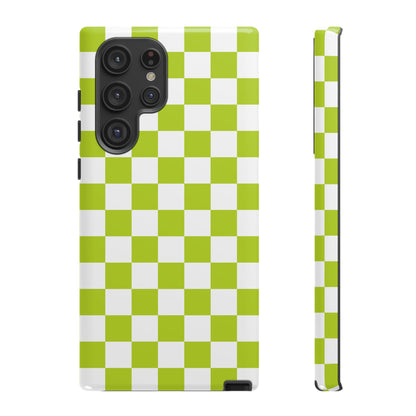 Lively Checker Pattern Phone Case | Tough Cases, Green Checkered Design, Unique Cell Phone Cover, Trendy Accessory, Gift Idea