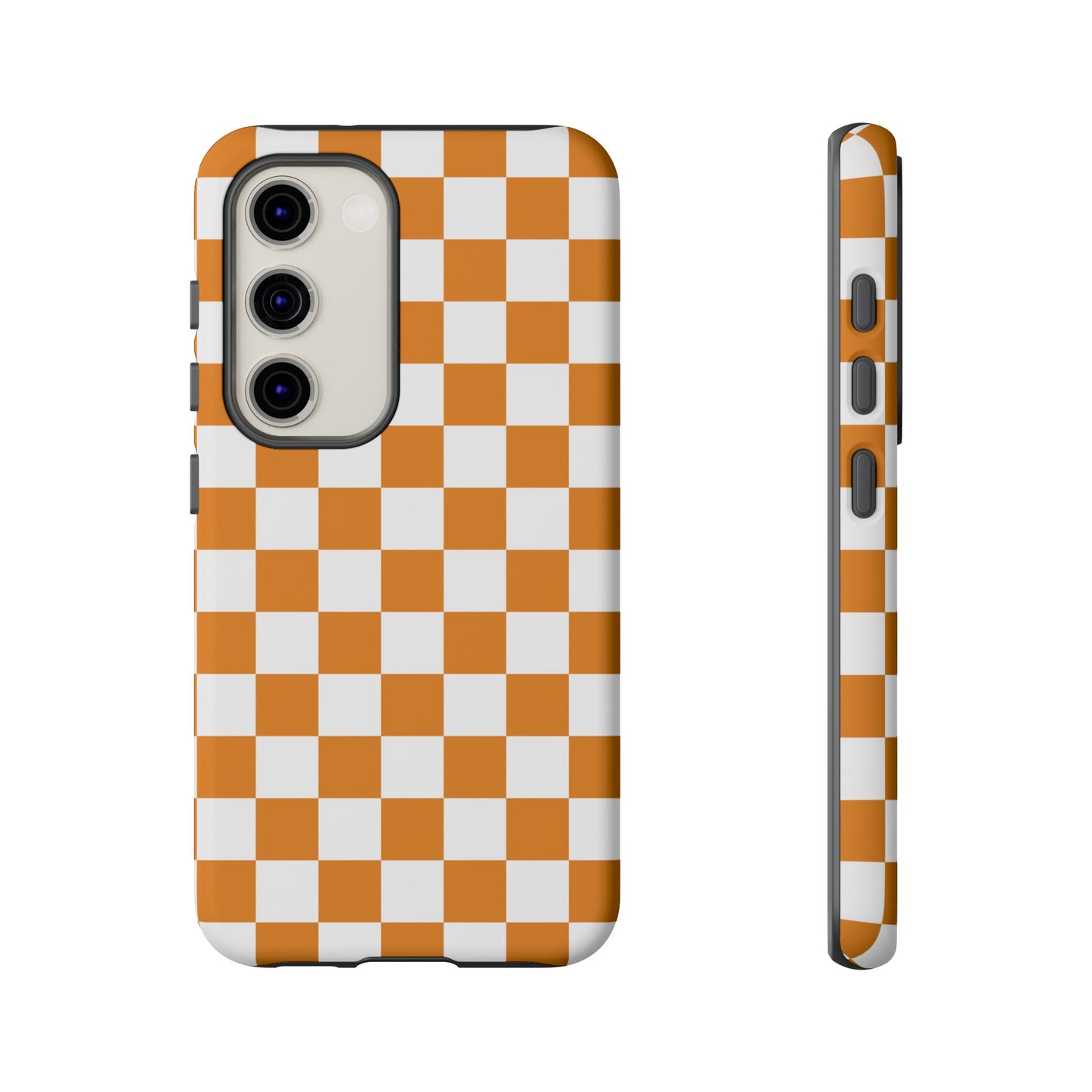 Orange Checkerboard Phone Case, Stylish Tough Cases for Protection, Gift for Friends, Trendy Cell Phone Accessories, Statement Tech Gear