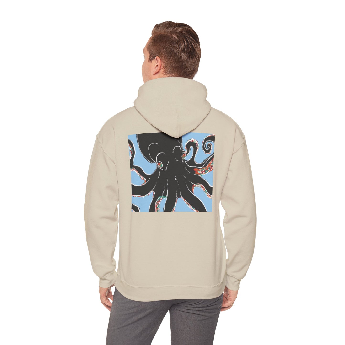 Zen Frog Octopus Unisex Heavy Blend Hooded Sweatshirt, Cozy Graphic Hoodie, Gift for Ocean Lovers, Unique Casual Wear, Relaxed Style