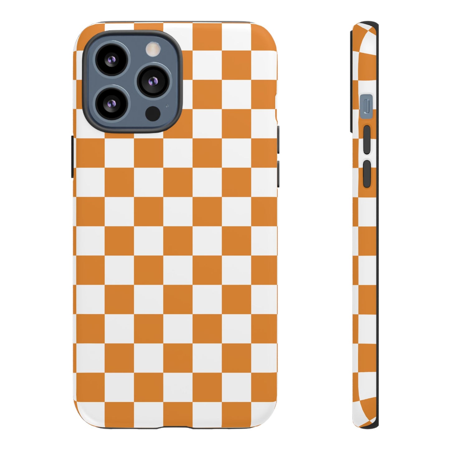 Orange Checkerboard Phone Case, Stylish Tough Cases for Protection, Gift for Friends, Trendy Cell Phone Accessories, Statement Tech Gear