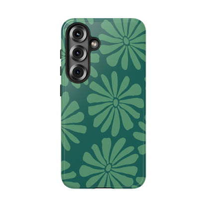 Stylish iPhone Case, Floral Phone Cover, Tough Phone Cases, Green Daisy Design, Unique Gift for Her, Spring Accessories