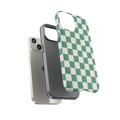 Stylish Phone Case - Green Checker Print, Trendy Phone Cover, Unique Gift, Modern Accessories, Eco-Friendly Case
