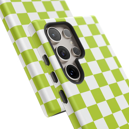 Lively Checker Pattern Phone Case | Tough Cases, Green Checkered Design, Unique Cell Phone Cover, Trendy Accessory, Gift Idea