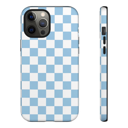 Blue Checkered Phone Case, Tough Phone Cover, Stylish Mobile Protector, Unique Gift for Him/Her, Trendy Accessories for Holidays