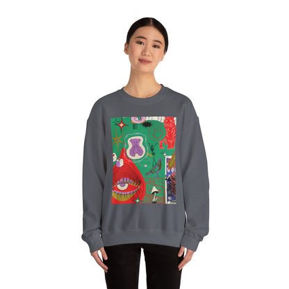 Vibrant Artwork Crewneck Sweatshirt - Cozy Unisex Gift, Trendy Streetwear, Spring Fashion, Unique Graphic Tee, Art-Inspired Apparel