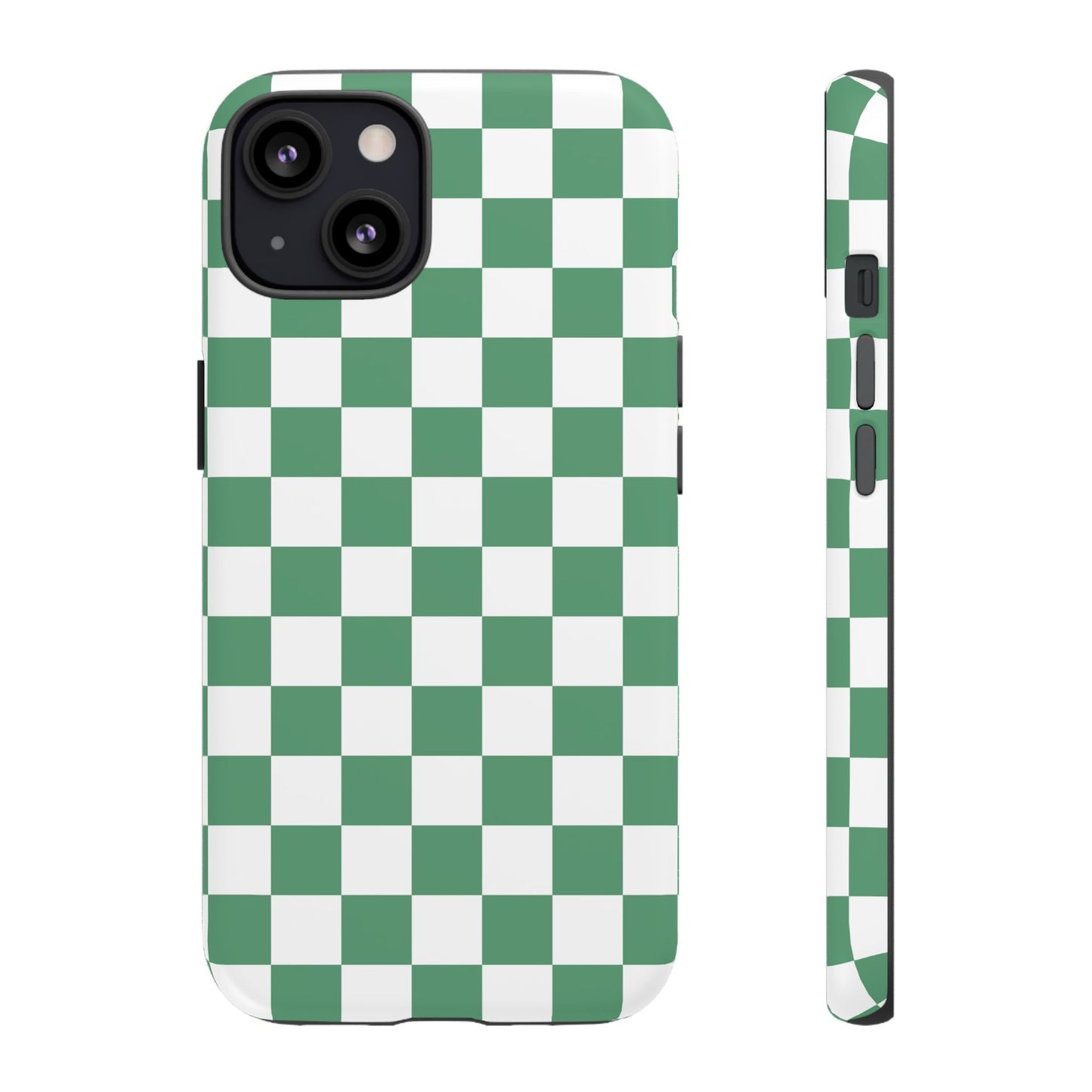 Stylish Phone Case - Green Checker Print, Trendy Phone Cover, Unique Gift, Modern Accessories, Eco-Friendly Case