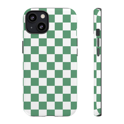 Stylish Phone Case - Green Checker Print, Trendy Phone Cover, Unique Gift, Modern Accessories, Eco-Friendly Case