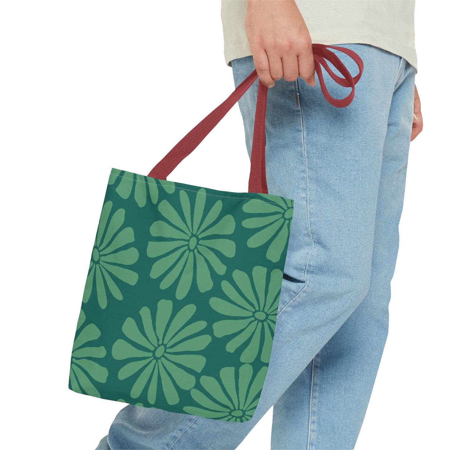 Green Floral Tote Bag - Stylish Eco-Friendly Reusable Shopping Bag, Perfect Gift for Mothers Day, Summer Outings, Casual Days