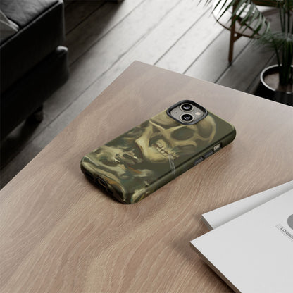 Skull Phone Case - Tough Cases, Macabre Style, Unique Accessories, Perfect for Halloween, Gothic Decor, Edgy Gift Idea | Van Gogh Reimagined, Abstract Twist on  Van Gogh's Skeleton with Burning Cigarette