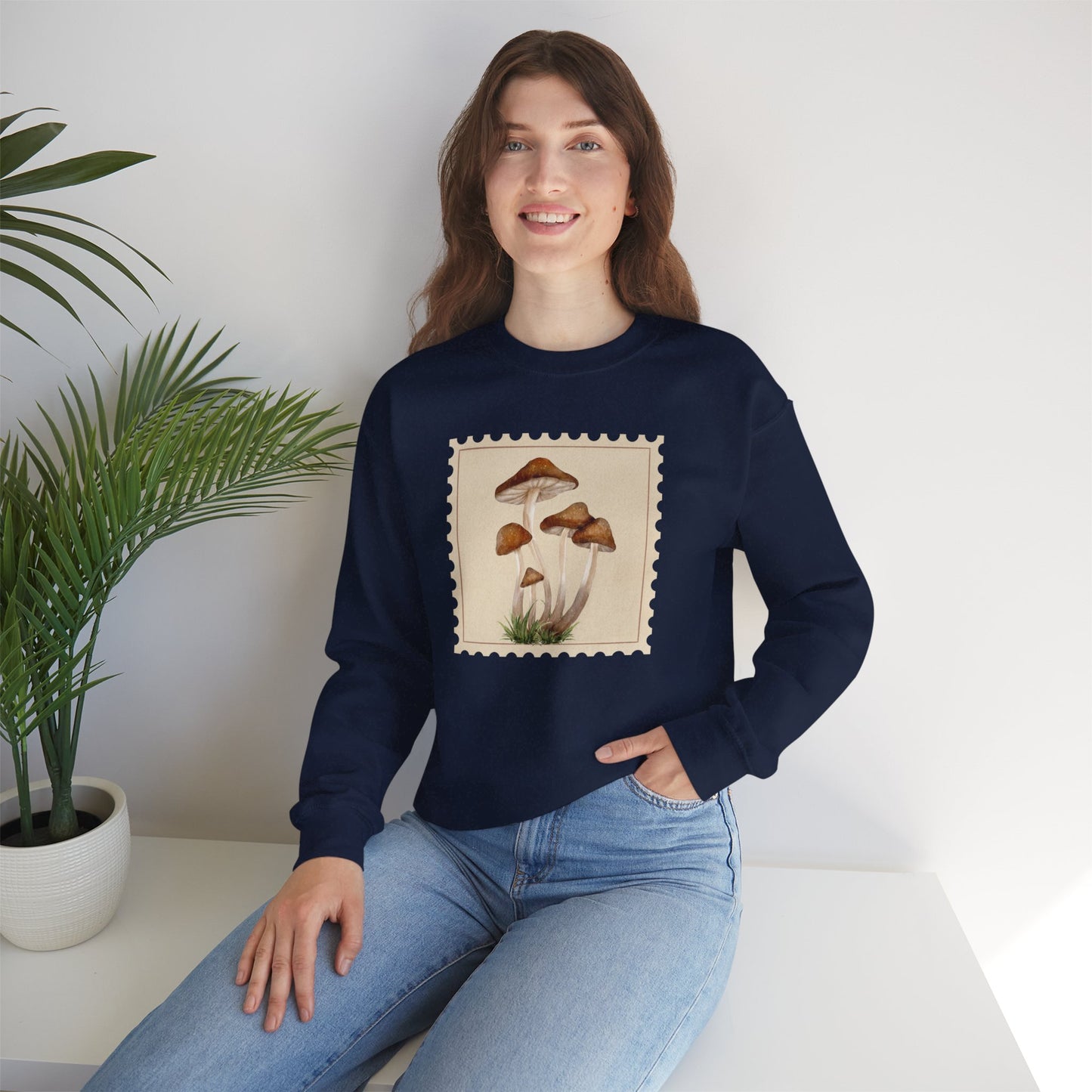 Mushroom Vibes Unisex Crewneck Sweatshirt - Cozy Fashion, Nature Lover Gift, Fall Outfit, Eco-Friendly Style, Perfect for Autumn, Artsy Sweatshirts, Premium, Nature-inspired Crewnecks