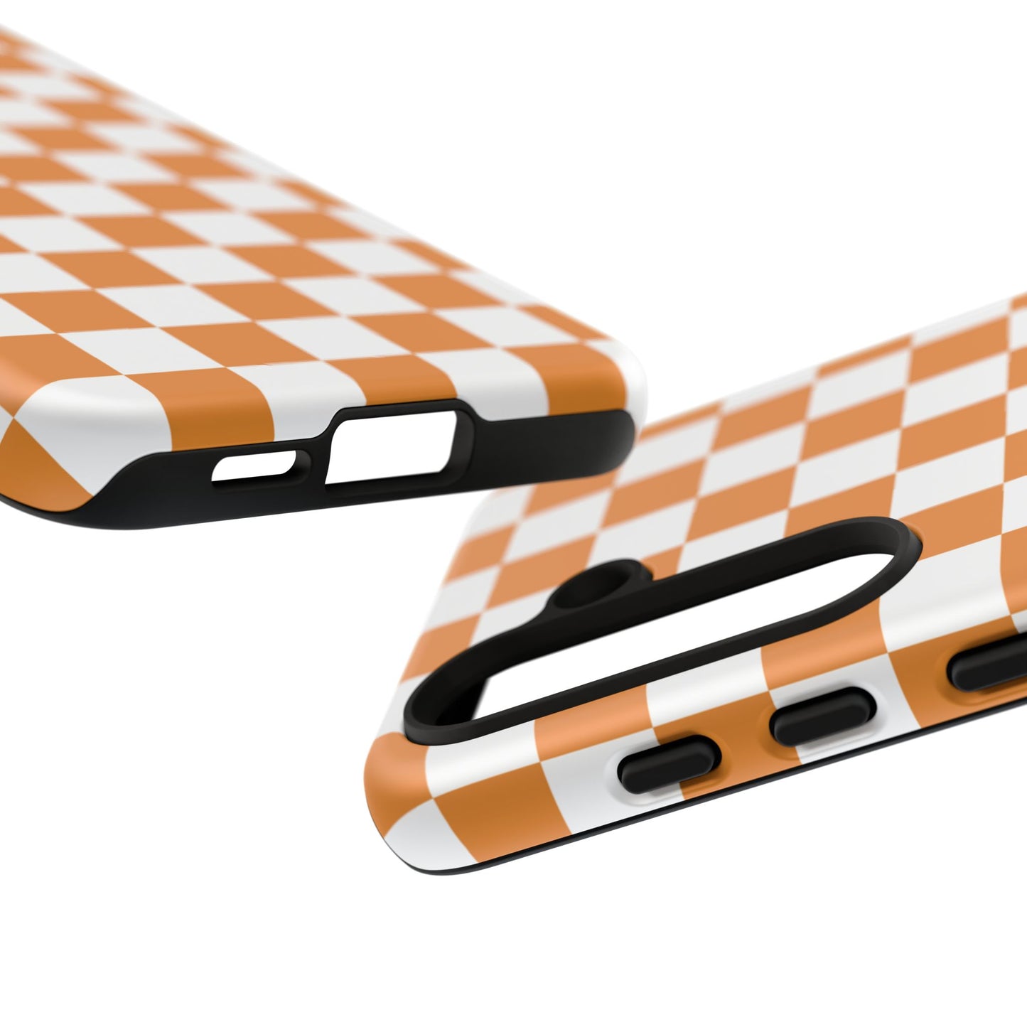 Orange Checkerboard Phone Case, Stylish Tough Cases for Protection, Gift for Friends, Trendy Cell Phone Accessories, Statement Tech Gear