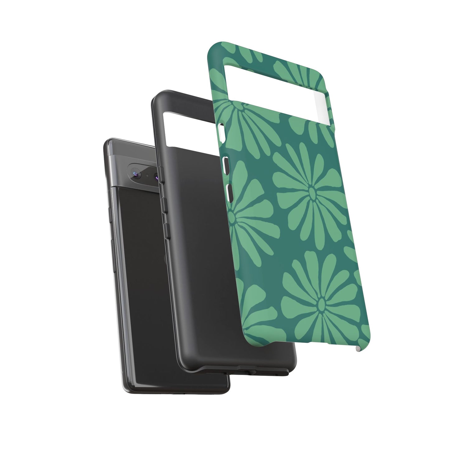 Stylish iPhone Case, Floral Phone Cover, Tough Phone Cases, Green Daisy Design, Unique Gift for Her, Spring Accessories