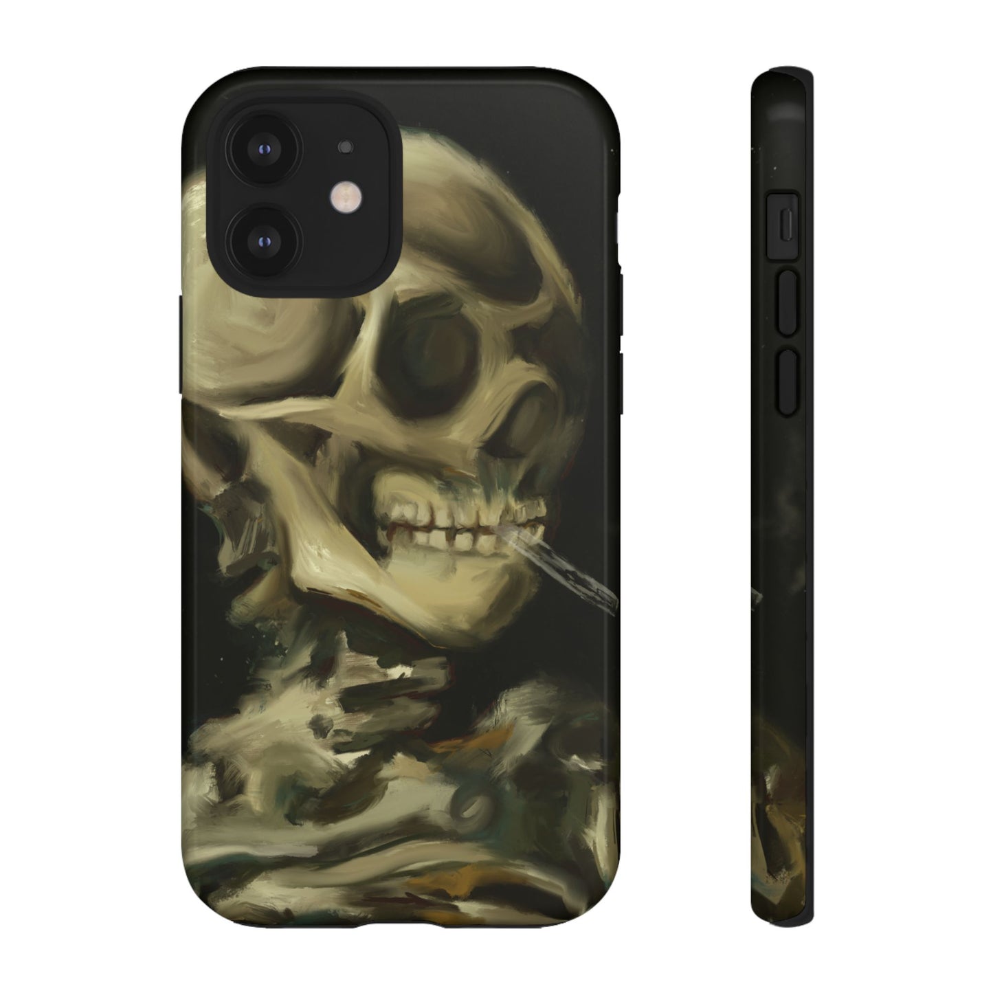 Skull Phone Case - Tough Cases, Macabre Style, Unique Accessories, Perfect for Halloween, Gothic Decor, Edgy Gift Idea | Van Gogh Reimagined, Abstract Twist on  Van Gogh's Skeleton with Burning Cigarette