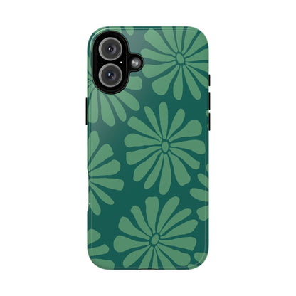 Stylish iPhone Case, Floral Phone Cover, Tough Phone Cases, Green Daisy Design, Unique Gift for Her, Spring Accessories