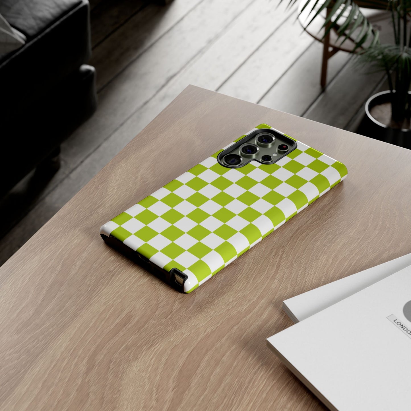 Lively Checker Pattern Phone Case | Tough Cases, Green Checkered Design, Unique Cell Phone Cover, Trendy Accessory, Gift Idea