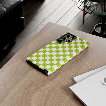 Lively Checker Pattern Phone Case | Tough Cases, Green Checkered Design, Unique Cell Phone Cover, Trendy Accessory, Gift Idea