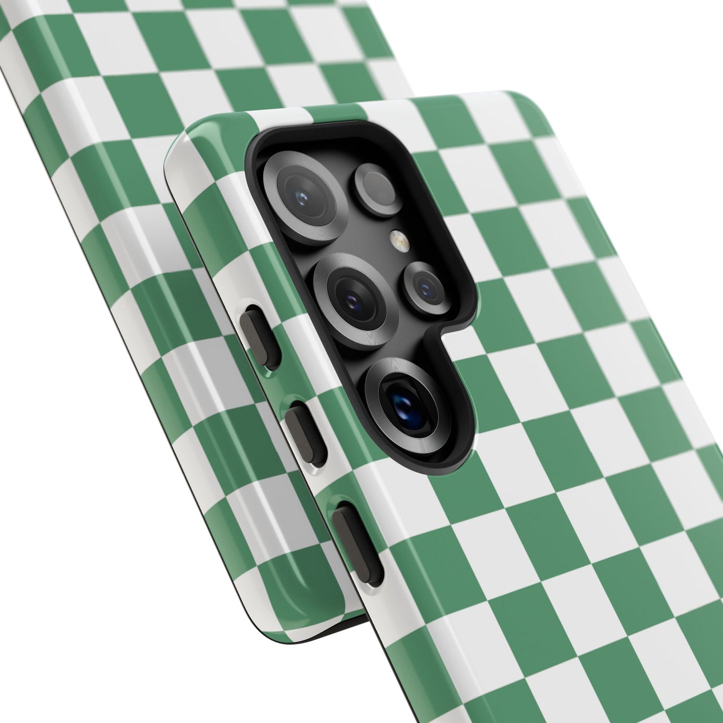 Stylish Phone Case - Green Checker Print, Trendy Phone Cover, Unique Gift, Modern Accessories, Eco-Friendly Case