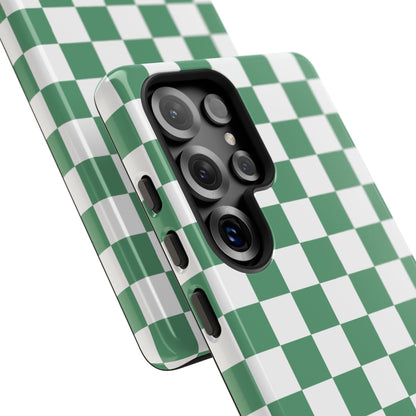 Stylish Phone Case - Green Checker Print, Trendy Phone Cover, Unique Gift, Modern Accessories, Eco-Friendly Case