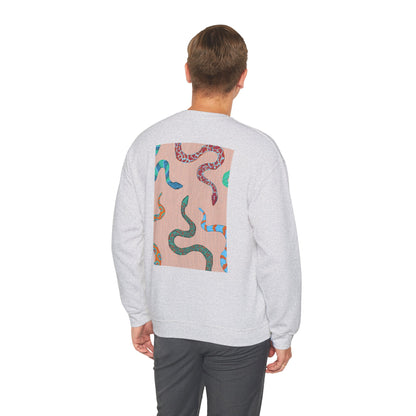 Funky Snake Unisex Crewneck Sweatshirt, Cozy Apparel, Unique Gift, Snake Art, Relaxed Style, Perfect for Casual Outings