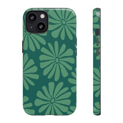 Stylish iPhone Case, Floral Phone Cover, Tough Phone Cases, Green Daisy Design, Unique Gift for Her, Spring Accessories