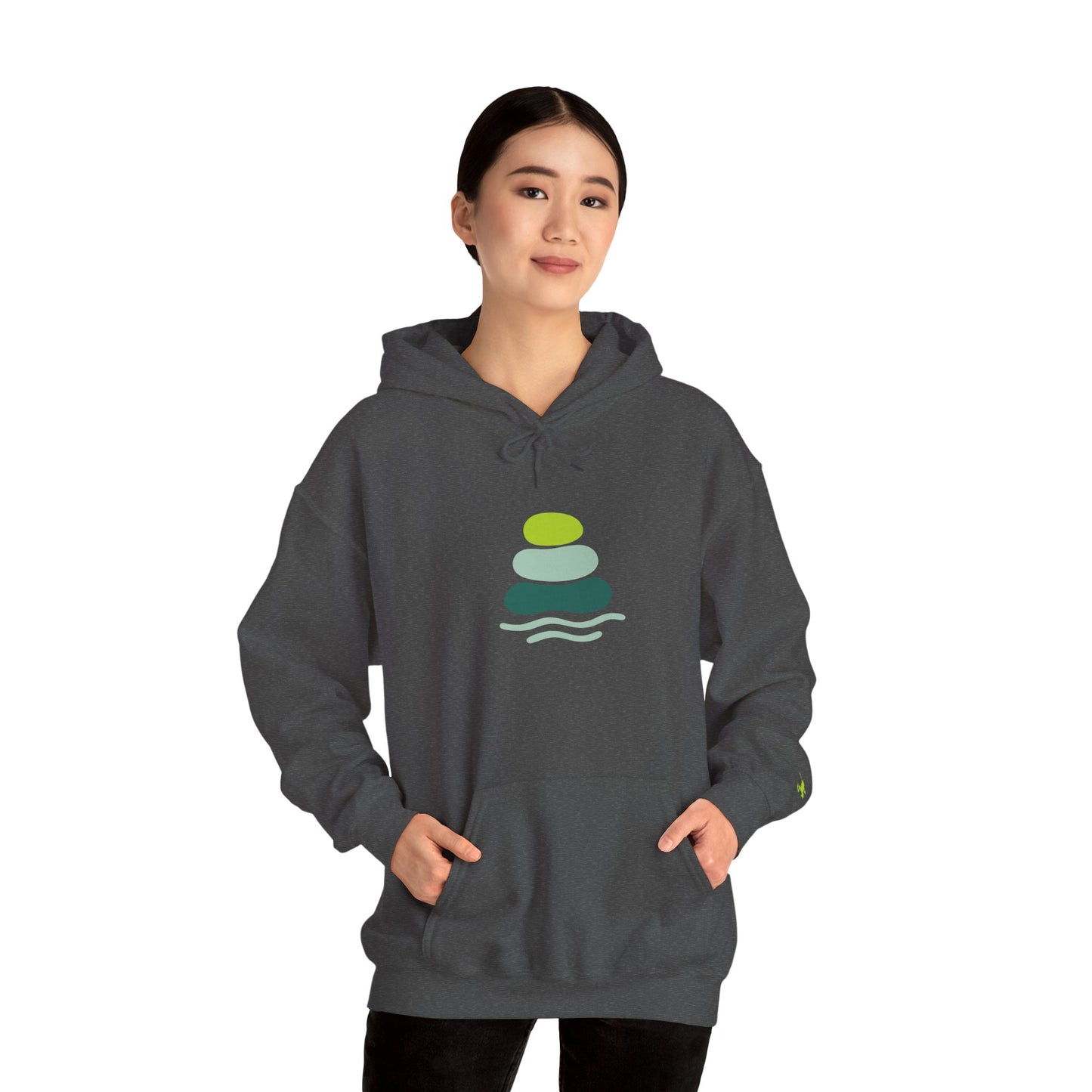 Serene Stacked Stones Hoodie, Unisex Sweatshirt for Mindfulness, Cozy Layer for Relaxation, Gift for Yoga Lovers, Perfect for Meditation