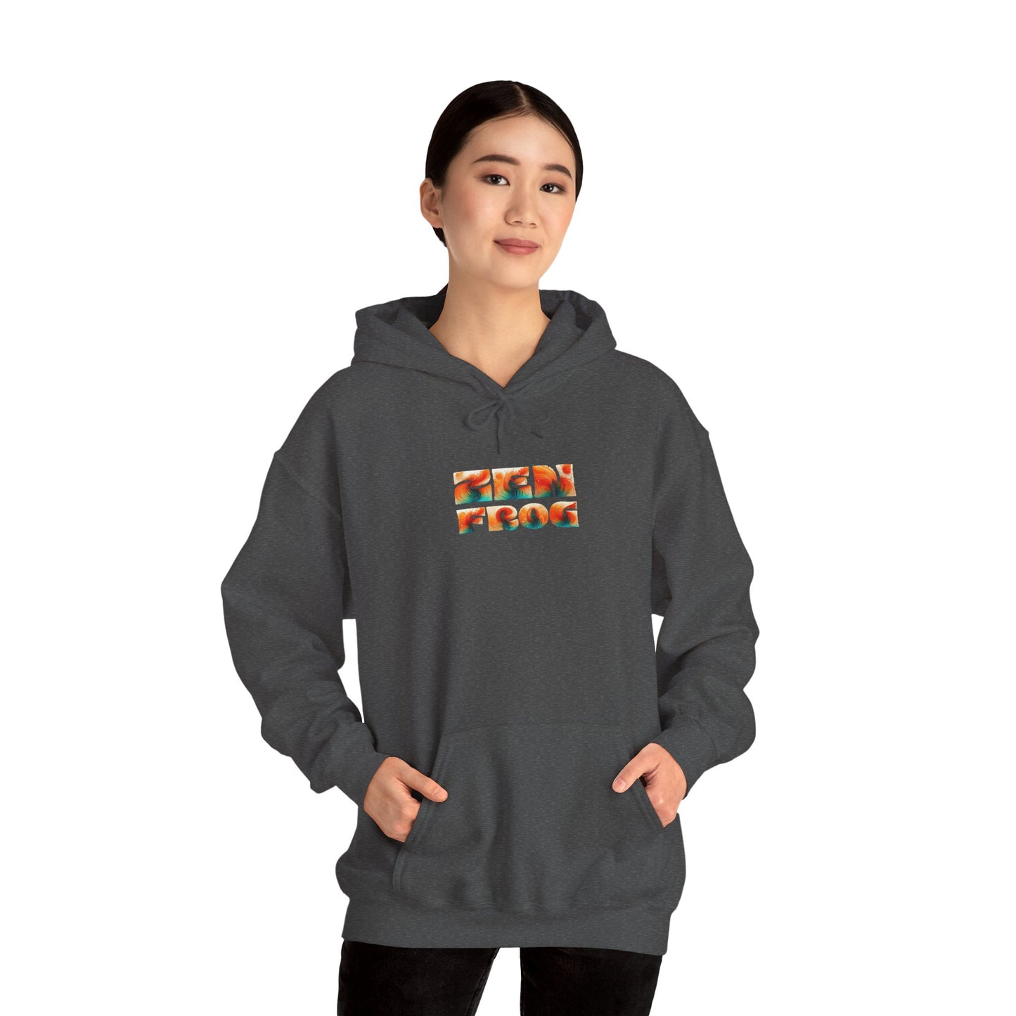 Zen Frog Hooded Sweatshirt - Cozy Unisex Hoodie, Casual Wear, Spring Fashion, Unique Gifts, Streetwear Style, Simple Moon Design, Gift for Him, Gift for Her