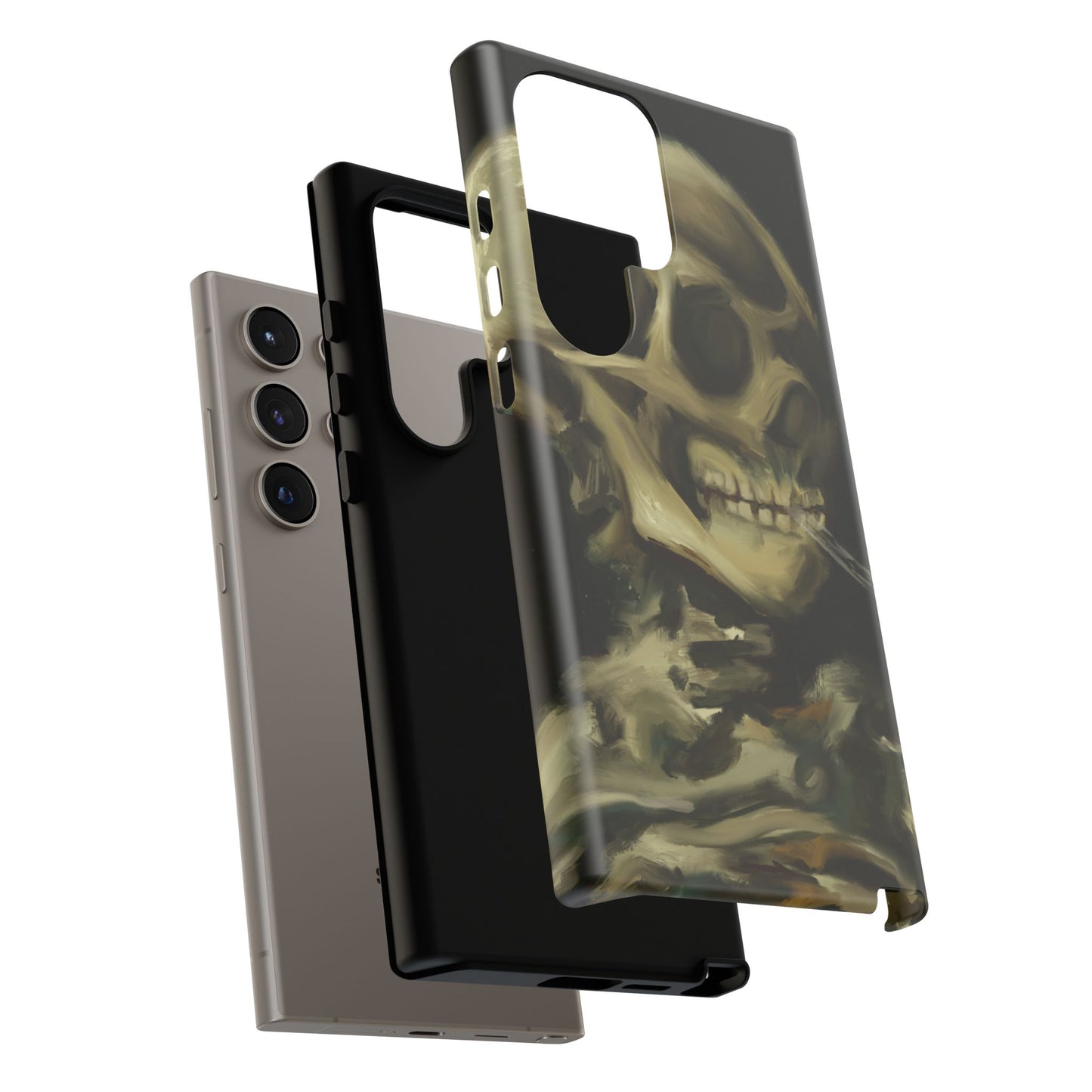 Skull Phone Case - Tough Cases, Macabre Style, Unique Accessories, Perfect for Halloween, Gothic Decor, Edgy Gift Idea | Van Gogh Reimagined, Abstract Twist on  Van Gogh's Skeleton with Burning Cigarette