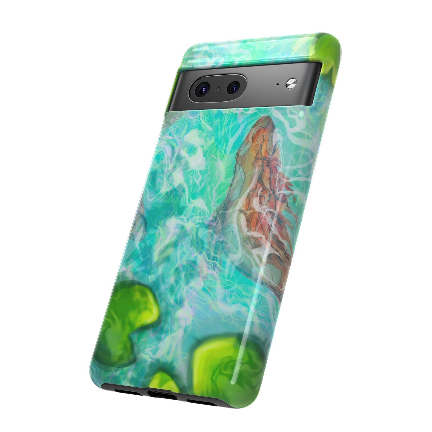 Watercolor Phone Case, Nature Lover Gift, Tough Phone Cover, Phone Accessory, Unique Design for Spring/Summer, Lily Pad, Fish Pond