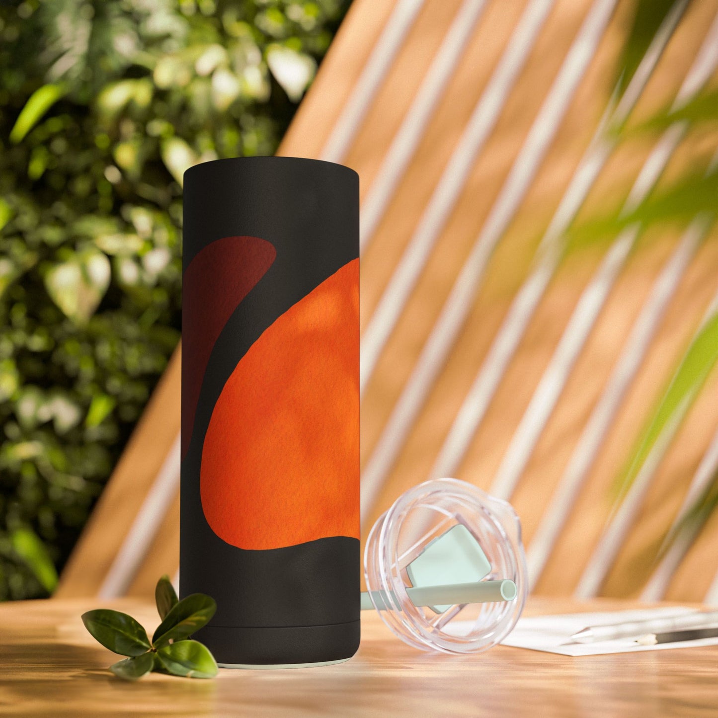 Modern Abstract Skinny Tumbler with Straws, Trendy Drinkware for Stylish Hydration, Ideal for Gifts, Home, and Parties
