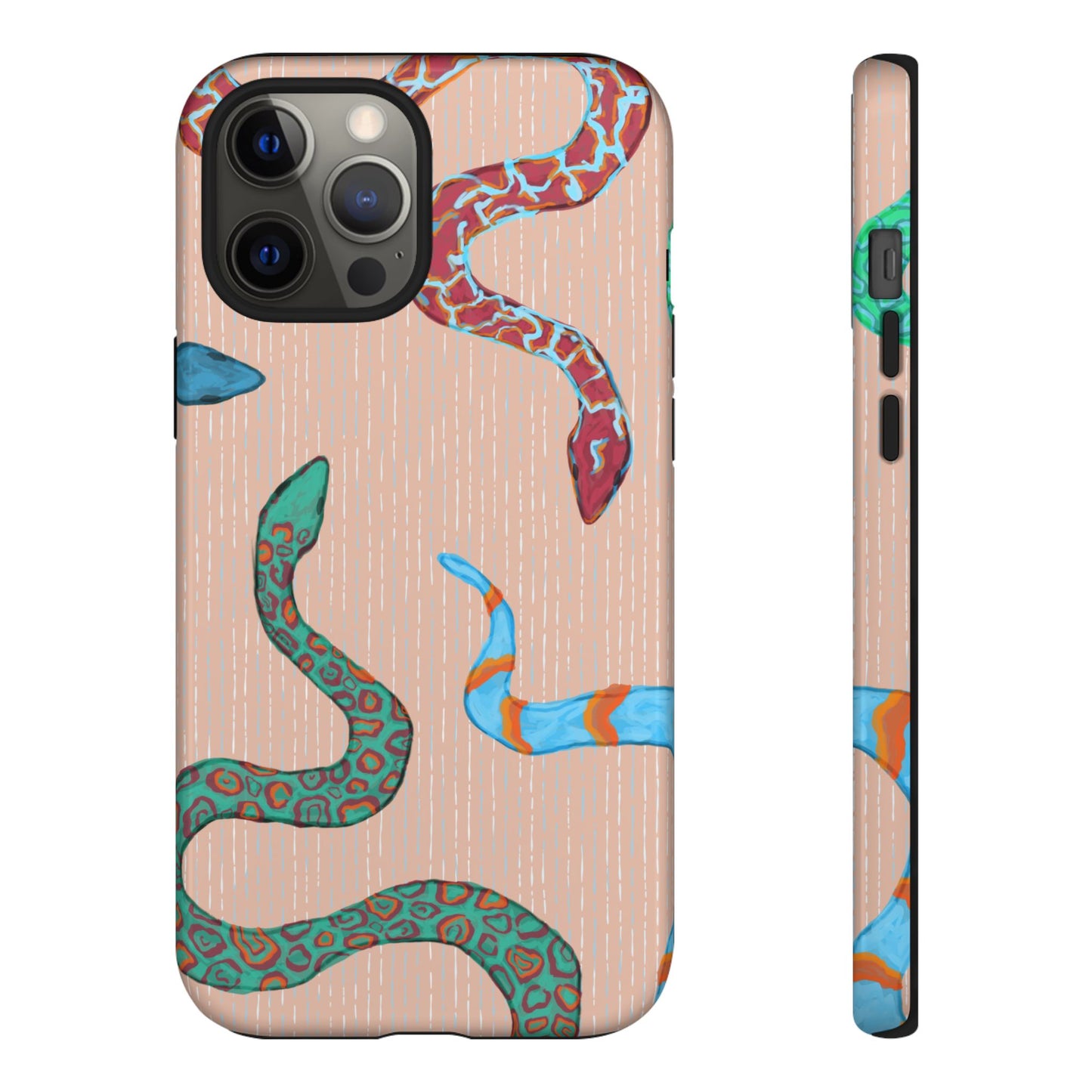 Colorful Snake Phone Case, Tough Phone Case, Unique Phone Cover, Animal Print Case, Gifts for Her, Trendy Accessories