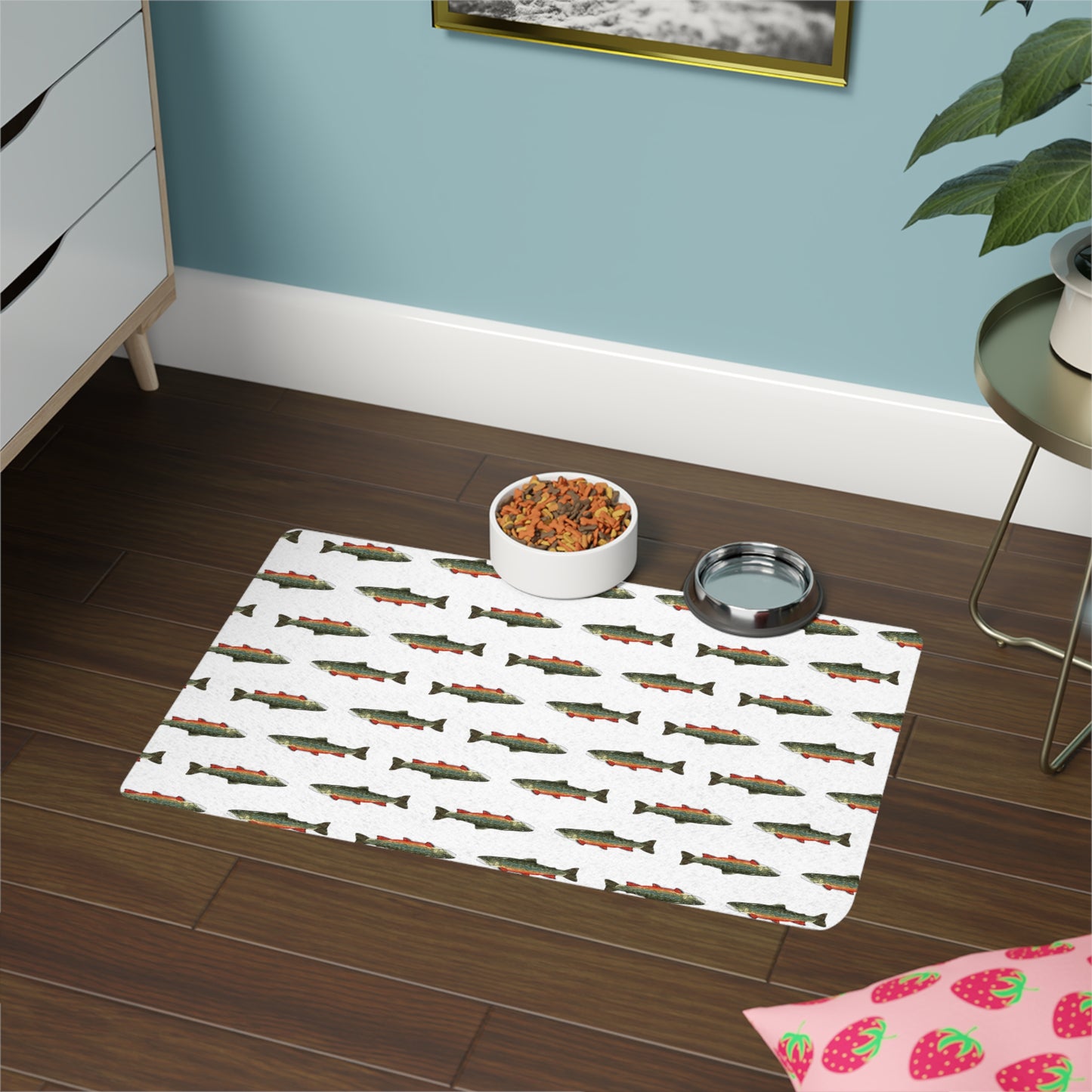Fish Pattern Pet Food Mat, Cat Dog Bowl Mat, Kitchen Decor for Pet Lovers, Non-Slip Feeding Mat, Unique Gift Idea
